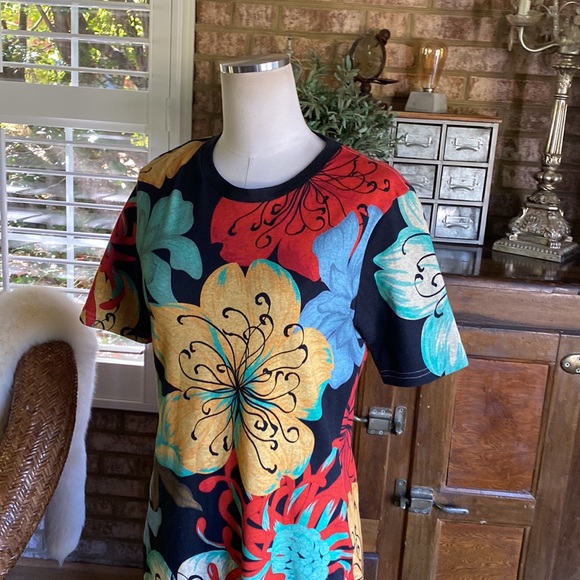 THE KIT. FLORAL PRINTED SHORT SLEEVE DRESS MEDIUM EXCELLENT - Picture 2 of 6